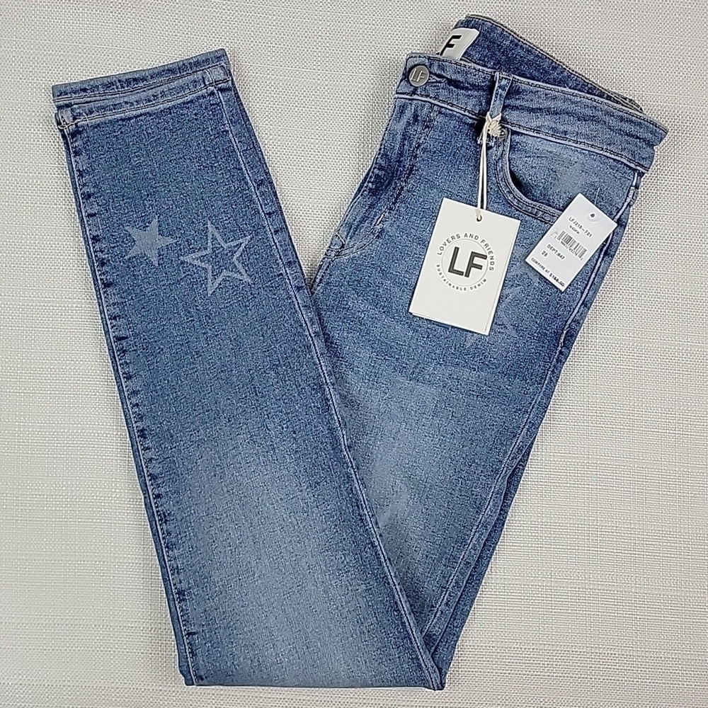 Lovers and Friends Ricky Low Rise Skinny Denim Jeans in Walk of Fame 28 NWT